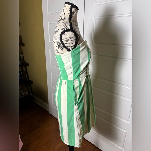 Anthropologie Judith March Strapless Green and White Dress - Picture 4 of 6